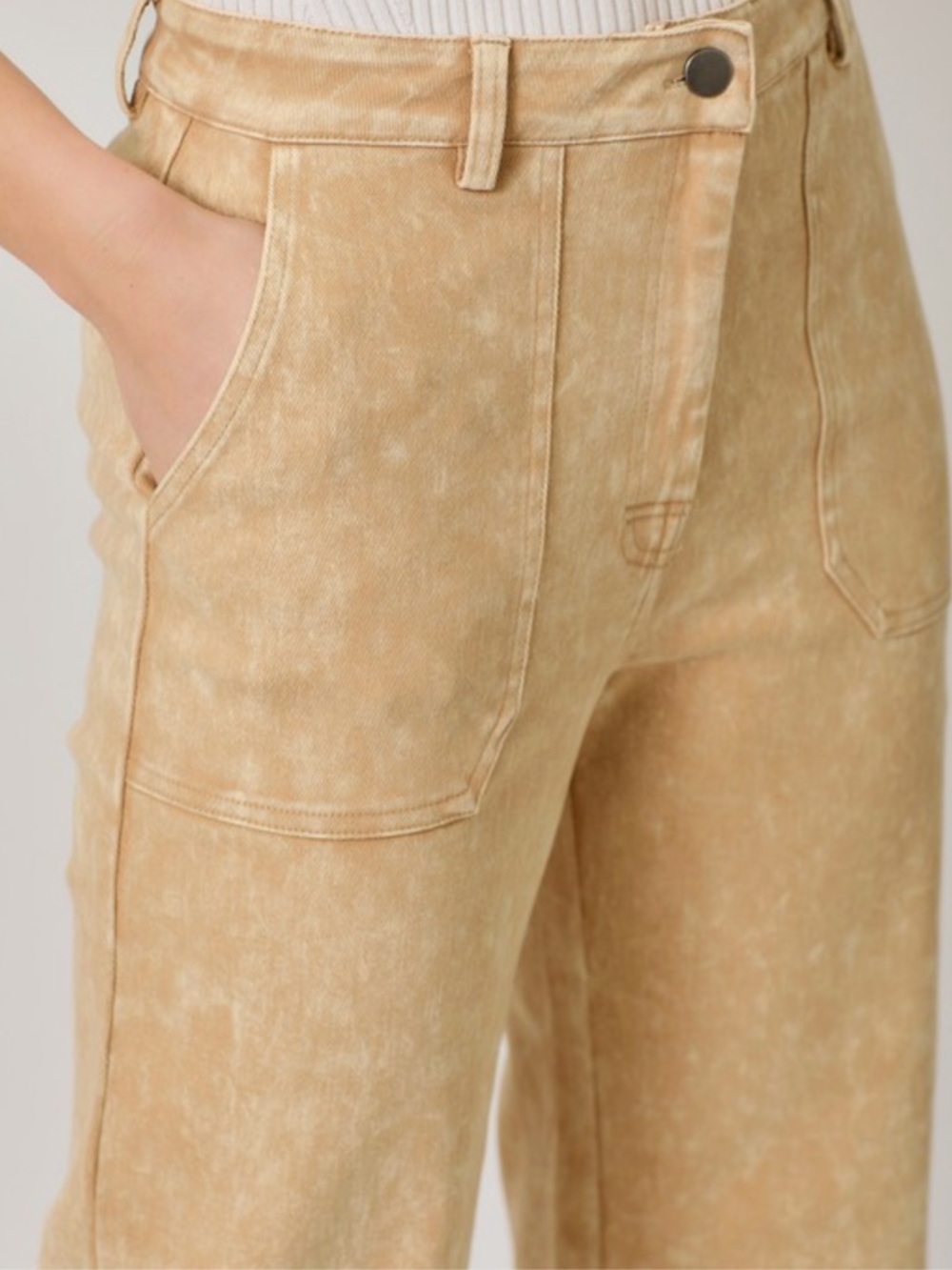 227. Women’s Washed Tan Wide-Leg Pants NEW - Picture 2 of 4